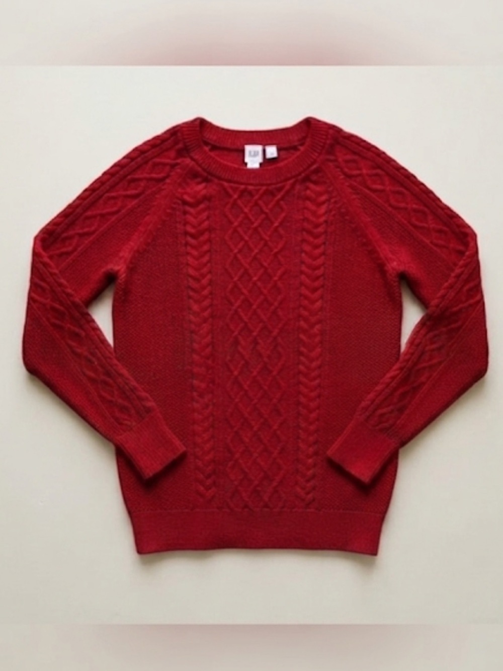 GAP Cable Knit Sweater Crewneck Organic Cotton Red Womens S - Picture 2 of 9